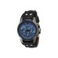 Fossil - CH2564 - Men Watch - Quartz Analog - Blue Dial - Black Leather Strap (Watch)