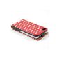 ECENCE Apple iPhone 4 4S protective shell Cover flip pouch retro red white dots Case + Screen Protector 14030105 (Accessory)