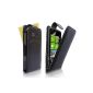 Black carbon fiber leather case with magnetic attachment for HTC Titan with screen protection (electronic)