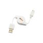 EZOPower Micro USB to sync and charge Retractable Cable - White / 1M for Samsung Galaxy Note GT-N7000 Smartphone (Wireless Phone Accessory)