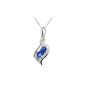 Le Premium® angel tears pendant necklace MADE WITH SWAROVSKI® ELEMENTS olive shape Swarovski sapphire blue crystals (jewelry)
