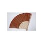 Fan made of wood + fabric (div.Farb.) 21cm, (802) (Misc.)
