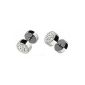 bkwear 2 piece Studs F52 KLA Rhinestones White 10mm Fake Plug Earring stainless steel (jewelry)