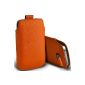 Apple iPhone 5S / 5 / 5C simple monochrome leatherette sheath color: orange (Electronics)