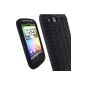 iGadgitz Silicone Protective Skin Cover Case Case Case Skin in Black with Tyre Tread Design for HTC Desire S + Screen Protector (Wireless Phone Accessory)