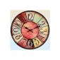 Glass clock Vintage Colours 38 cm red