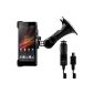 kwmobile® car mount for windshield for Sony Xperia Z with precise shell + charger - Do you want your phone to the navigation device!  Quality.  (Wireless Phone Accessory)