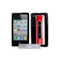 Black And Red Retro Cassette Style Silicone Case Cover For Apple iPhone 4 4S (Wireless Phone Accessory)