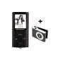 MP4 Player Portable - microSD slot for cards up to 16 GB, with no internal memory - SCHWARZ - MP3 AMV, FM radio, e-book, built-in speaker + Mini Clip MP3 Player BERTRONIC ®
