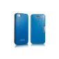 Luxury Leather Case for Apple iPhone 5 and 5S / side hinged / ultraslim / genuine leather / Folder Case / Blue (Electronics)