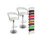 Set of 2 leather bar stools with arms - white - seat height: 86 cm - VARIOUS COLORS