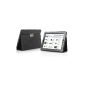 TeckNet iPad 2 Leather Case for Apple iPad 2 with flap / stand positioning, support and wakes - Black