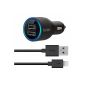 Belkin F8J071bt04-BLK Micro Car Charger with 2 USB Ports 2.1A comes with a Lightning cable 1.2m Compatible iPad 4, iPad mini, iPhone 5, iPod Touch 5, iPod Nano 7 (Wireless Phone Accessory)