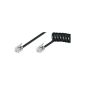 Wentronic 4P4C handset spiral cable (2x RJ10 modular plug) 4m black / black (Accessories)
