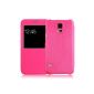 JAMMYLIZARD | Case with flap opening window for Samsung Galaxy S5, Pink Fuchsia (Accessory)