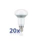 LED bulb E14, R50, 5W corresponds to 32W, 350 lumens, 2700K, warm white, A +, 230V, lamp parlat, 20 pack