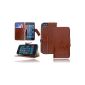 Burkley Premium Natural Leather Book Case Bag Cognac Brown for iPhone 5 / 5S custom-made Wallet Cover Case Protective Cover with stand function and EC / credit card slot (optional)