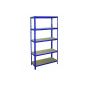 Steckregal Schwerlastregal metal shelf 180x90x45 cm 5 shelves 175 kg per shelf load BLUE