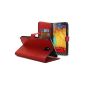 Caseink - Case Smart Cover Case Cover Samsung Galaxy Note 3 Neo / Leatherette Lite Retro Red (Electronics)