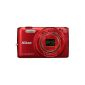 Nikon Coolpix S6800 Digital Camera (16 Megapixel, 12x opt. Wide-angle zoom, 7.6 cm (3 inch) LCD screen, image stabilization, Full HD, WiFi) Red (Electronics)