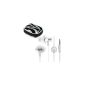 iKross In-Ear 3.5mm Stereo Headset with noise reduction soft silicone interchangeable plugs and handsfree microphone - White + Metallic and White Tiny Protector Pouch Case Zebra Grey metallic EVA Headphone (Electronics)