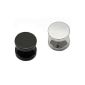 2 stainless steel Fakeplugs Fake Plug Tunnel Ear Studs Earring Men (Black, 8 mm) (Jewelry)
