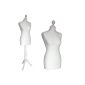 Dummy Doll dress form made of hard polystyrene with a central standpipe uptake of metal.  Form: female coat: cream / white wooden base: tripod white Size: 34/36/38/40/42/44/46/48 tailor bust mannequin bust torso mannequins taylor busts mannequins (34/36)