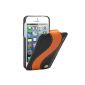 Melkco - ultra slim flip leather case iPhone 5 Black / Orange (Wireless Phone Accessory)
