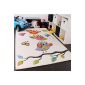 Carpets for Kids Adorable Owl In Blue Green Orange Cream, Size: 120x170 cm