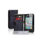 Yousave Accessories Leather Case + Screen Protector for iPhone 4 Black (Wireless Phone Accessory)