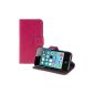 kwmobile® Elegant Wallet Faux Leather Case for the Apple iPhone 4 / 4S with magnetic closure and stand function in Hot Pink (Wireless Phone Accessory)