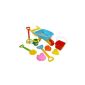 9 piece set with great barrow with lots of accessories molds, shovel, rake, roller, watering can and bucket B24 (Toys)