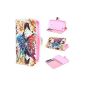Leathlux Flower And Colorful Butterfly Design Portfolio Magnetic PU Leather Case Cover Stand Pouch Case Cover for Nokia Lumia 630 / Nokia Lumia 635 (Only made black and white 630/635 cellphone) (Wireless Phone Accessory)