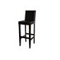 Contemporary bar stool with backrest (brown, solid beech wood / leather) assembled, very stable