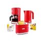 Klarstein Granada Rossa - Set full breakfast with kettle, toaster, coffee in a chic style diamond - Red (Kitchen)