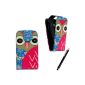 SAMSUNG GALAXY Y S5360 LEATHER CASE FLIP magnetic cover pouch pocket + STYLUS FREE (owl deer flip) (Electronics)