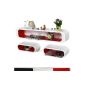 Songmics Set of 3 wall shelves for CDs, books (White / Red) LWS70R (Kitchen)