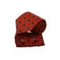 Red Checkers Woven Silk Tie Hanky ​​cufflinks Gift Box Set Coral Easter Day Gift Tie Pointe PH1123 (Textiles)