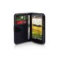 Yousave Accessories TM HTC ONE S Black leather wallet Cover with screen protector and G (Accessories)