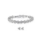 Adornment Bracelet Diamond River set with 60 Swarovski Crystals and ear studs - CM 19 - White Diamond (Jewelry)