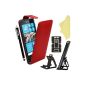 BAAS® Hull Nokia Lumia 520 Red Leather Case Cover + valve for Screen Protector + Stylus For Capacitive Touchscreen (Electronics)