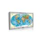 Wall World Map Deluxe 90 x 60 cm, in aluminum frame, including 100 pieces XXL-Pack Mixed Flags