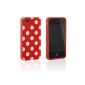 tinxi® Silicone Protective Case for iPhone 4S Skin iPhone 4 Case Cover Red with white point (point 4) (Electronics)