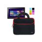 Evecase Transformer Book T100 T100TA neoprene sleeve with handle - black and red Asus Transformer Book T100 T100TA 10.1 Window 8.1 tablet PC (Electronics)