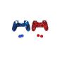 2pcs Protective Silicone Cases + 2 Pairs caps Joystick Plastic caps for PS4 Controller - Red and Blue Camo Camo (Video Game)