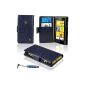 Nokia Lumia 520 Case - SAVFY® - Protective Case PU Leather Wallet + PEN + SCREEN FILM OFFERED!  Lot 3in1 Accessories Pouch Case Cover For Nokia Lumia 520 - Blue (Electronics)