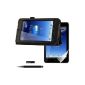 kwmobile® 3in1: Elegant leather case for Asus Memo Pad HD 7 ME173X in Black with practical SUPPORT FUNCTION + Film, transparent + Stylus, Black (Electronics)