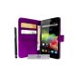 Luxury Wallet Case Cover Purple and Rainbow Rainbow Wiko 4G + FREE MOVIE 3 and PEN (Electronics)