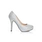 EVE - High heel shoes - platform -Silver - Effect glittery (Clothing)