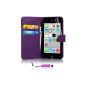 CellDeal-Case Leather Wallet Case For iPhone 5C PU PU Purple (Electronics)